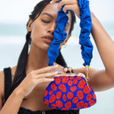 Hand-beaded Womens Clutch, in Savoy Blue & Red