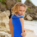 WAFFLE Crochet Scarf in Savoy Blue