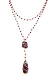 Double Diana Denmark Necklace in Ruby with Red Mojave Copper Turquoise Drop