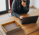 Leather wrapped serving tray
