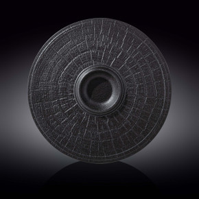 Black Porcelain Slate look Round Plate / Platter With Rustic Texture 13" inch