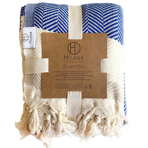 Hand-loomed Throw Blanket - Blue