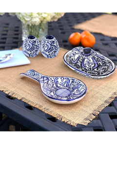 Mexican butter dish, salt pepper, spoon rest gift set Mexican butter dish, salt pepper, spoon rest gift set
