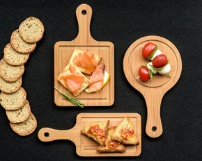 Charcuterie & Olive Oil Tasting Set – Bamboo Boards with Porcelain Dishes