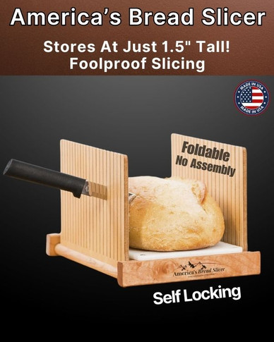 Foldable bread cutter. Easy storage, 1.5" tall.
