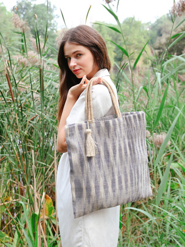 Naturally dyed jute bag.