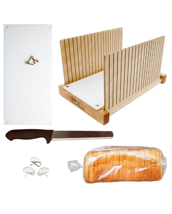 Foldable bread cutter. Easy storage, 1.5" tall.