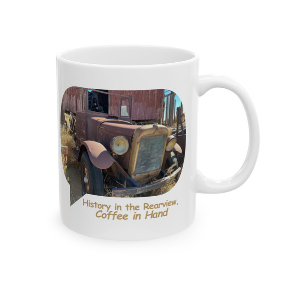 Fun vintage car on coffee mug