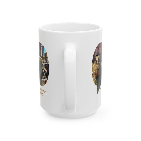 Fun vintage car on coffee mug