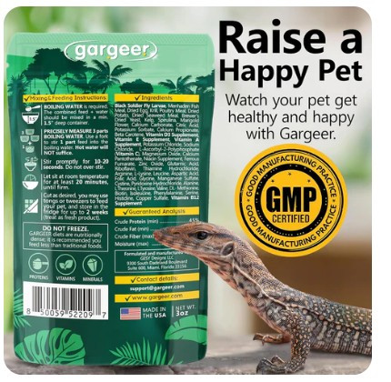 Monitor Lizard Gel Food. Complete Diet for Both Juveniles and Adults 2oz.