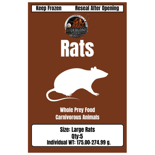Frozen Large Rats (5 Per Bag) ONLY Ship Monday