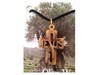 Olive Wood Jesus Name Cross Pendant 1.3"H W/Black Cord.