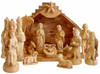 New Olive Wood Crown Nativity Set. (14 Pieces)