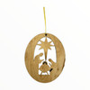 Olive Wood Oval Nativity Ornament