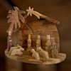 Olive Wood Arch Nativity with Palm Tree- Large