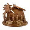Olive Wood Arch Nativity with Palm Tree- Large