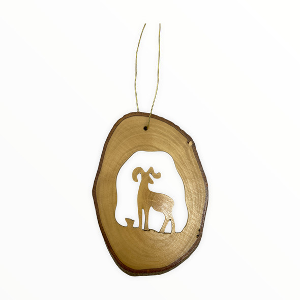 Big Horn Sheep Ornament with Bark