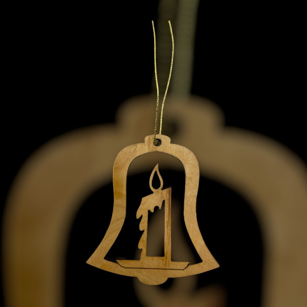 Olive Wood Candle Inside a Bell Ornament