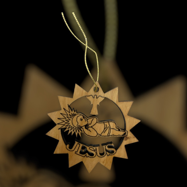 Olive Wood Baby Jesus Ornament