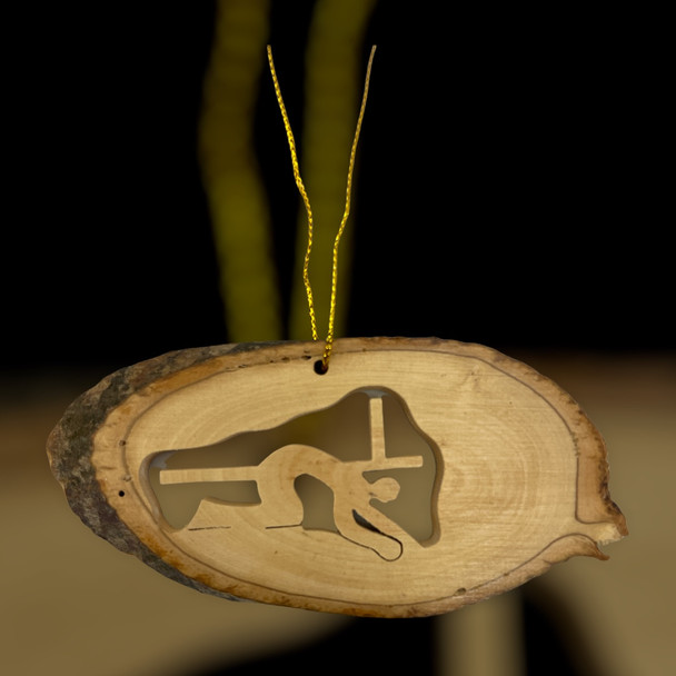 Jesus Falls Under the Cross with Bark Ornament