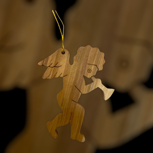 Olive Wood Angel with Ornament