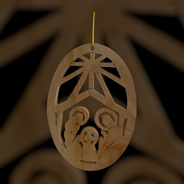 Oval Shaped Nativity Ornament