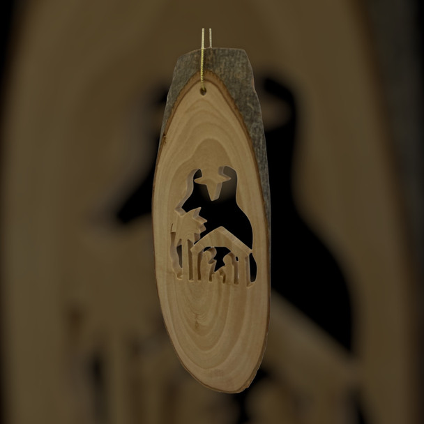 Manger Scene with a Star Ornament with Bark