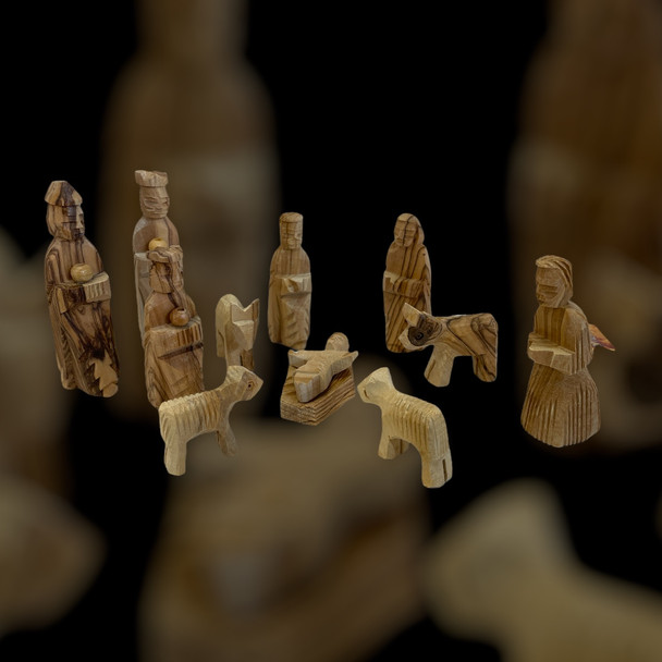 Olive Wood Nativity Set- Removable Figures 12 pcs