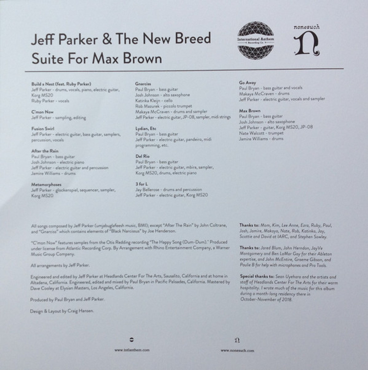 SUITE FOR MAX BROWN PARKER, JEFF (#075597922554) Omega Music