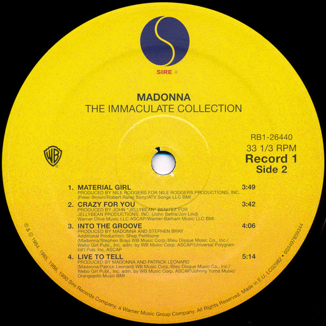IMMACULATE COLLECTION - MADONNA (#603497859344) - Omega Music