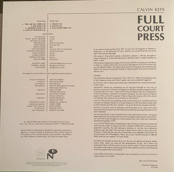 CALVIN KEYS / FULL COURT PRESS 米オリジナルLP｜レコード