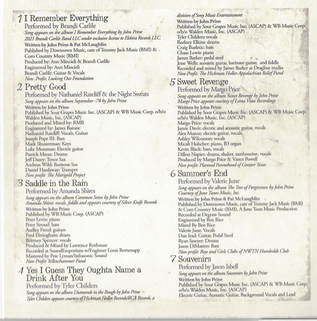 John Prine - Sweet Revenge Lyrics and Tracklist
