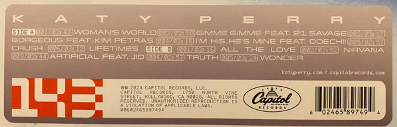 欧LP Katy Perry 143 00602465897401 Capitol Records /00260 LP 143 - Perry, Katy (#602465897401) | eBay