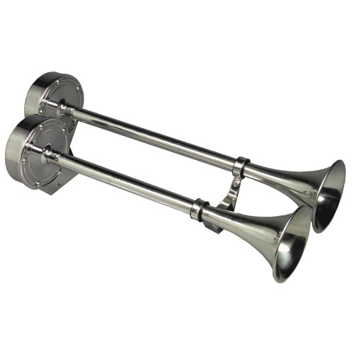 Schmitt  Ongaro Deluxe All-Stainless Dual Trumpet Horn - 12V (10028)