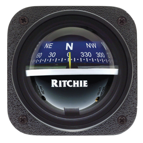 Ritchie V-537B Explorer Compass - Bulkhead Mount - Blue Dial (V-537B)