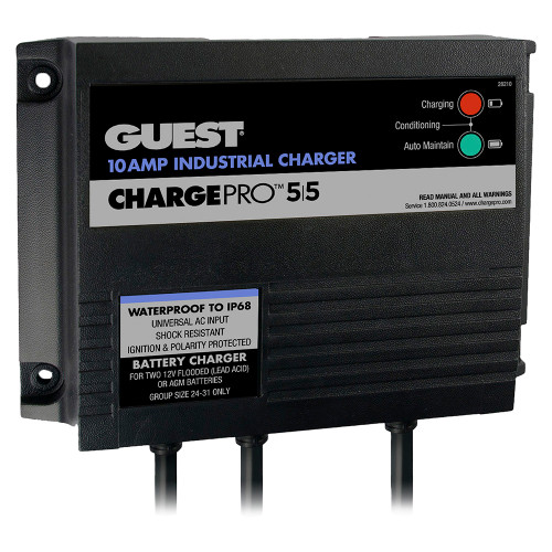Guest 10AMP - 12/24V 2 Bank 120V Input On-Board Battery Charger (28210)