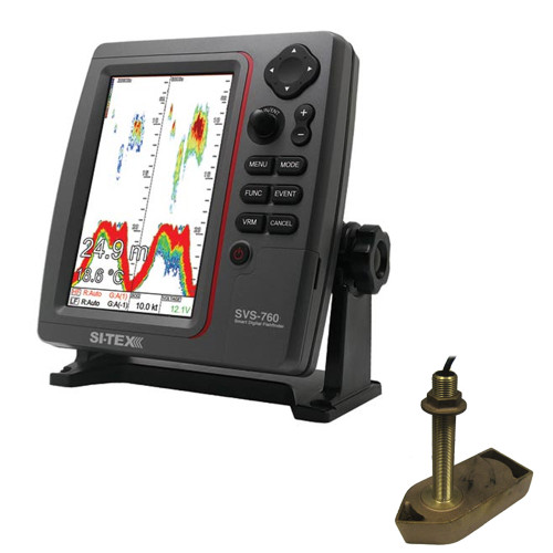 SI-TEX SVS-760 Dual Frequency Sounder 600W Kit w/Bronze Thru-Hull Temp Transducer - 307/50/200T-CX (SVS-760TH1)