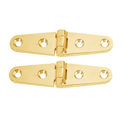 Whitecap Strap Hinge - Polished Brass - 4" x 1" - Pair (S-604BC)