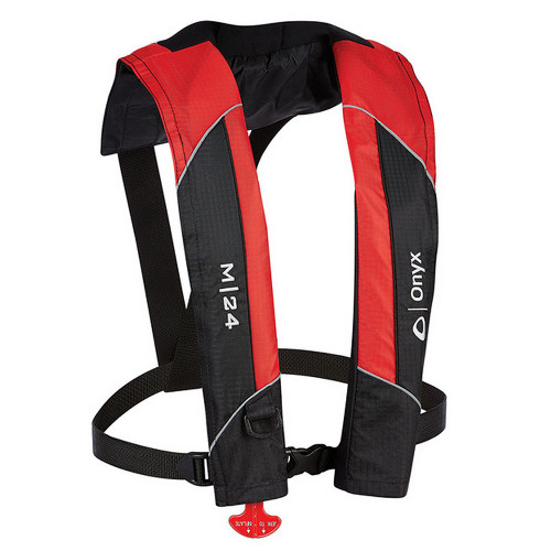 Onyx Outdoor M-24 Manual Inflatable Life Jacket, Red (131000-100-004-15)