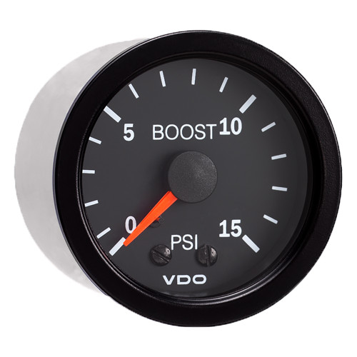 VDO Vision Black 15 PSI Mechanical Boost Gauge - 12V (150-101)