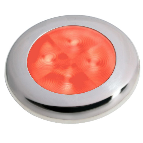 Hella Marine Slim Line LED 'Enhanced Brightness' Round Courtesy Lamp - Red LED - Stainless Steel Bezel - 12V (980507221)