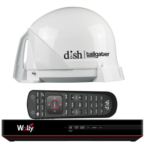 KING DISH Tailgater Satellite TV Antenna Bundle w/DISH Wally HD Receiver  Cables (DT4450)