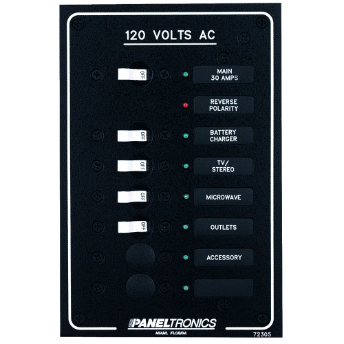 Paneltronics Standard AC 6 Position Breaker Panel & Main w/LEDs (9972305B)