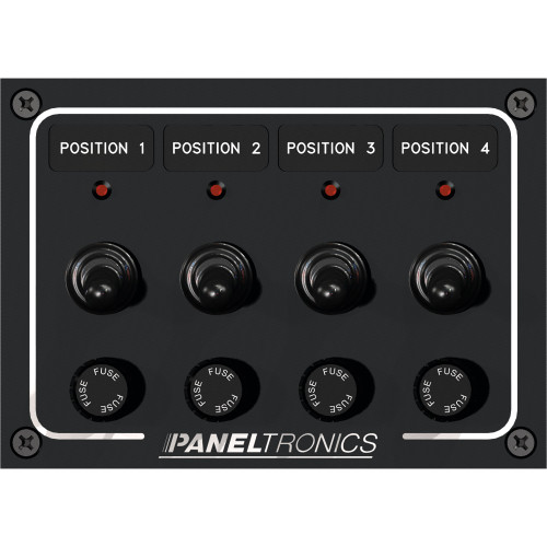 Paneltronics Waterproof Panel - DC 4-Position Toggle Switch & Fuse w/LEDs (9960008B)