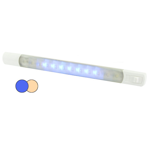 Hella Marine Surface Strip Light w/Switch - Warm White/Blue LEDs - 12V (958121111)