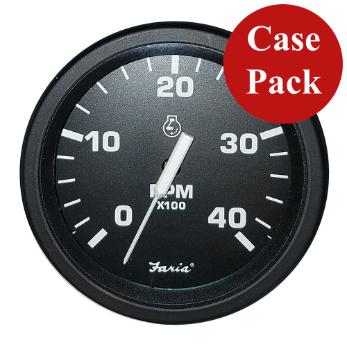 Faria 4" Heavy-Duty Tachometer (4000 RPM) Diesel (Mag P/U) - Black *Bulk Case of 12* (TD9682B)