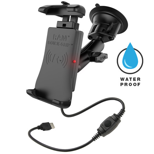 RAM Mount Quick-Grip Waterproof Wireless Charging Suction Cup Mount (RAM-B-166-UN14W)
