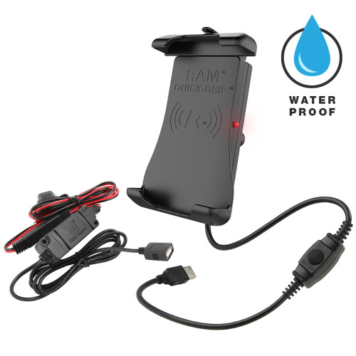 RAM Mount Quick-Grip Waterproof Wireless Charging Holder w/Charger (RAM-HOL-UN14WB-V7M)