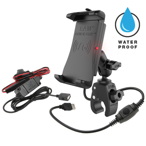 RAM Mount Quick-Grip Waterproof Wireless Charging Mount w/Tough-Claw (RAM-B-400-A-UN14W-V7M)