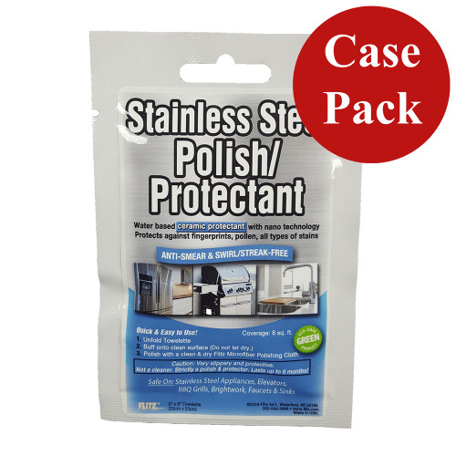 Flitz Stainless Steel Polish 8" x 8" Towelette Packet *Case of 24* (SS 01301CASE)